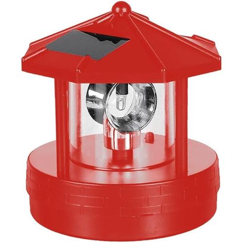 Rouge Phare Solaire À Led Pour Jardin, Pelouse, Extérieur - Éclairage De Rue Étanche - Balise Rotative Solaire - Lumières Led Décoratives Pour Paysage, Terrasse, Pelouse (Rouge)