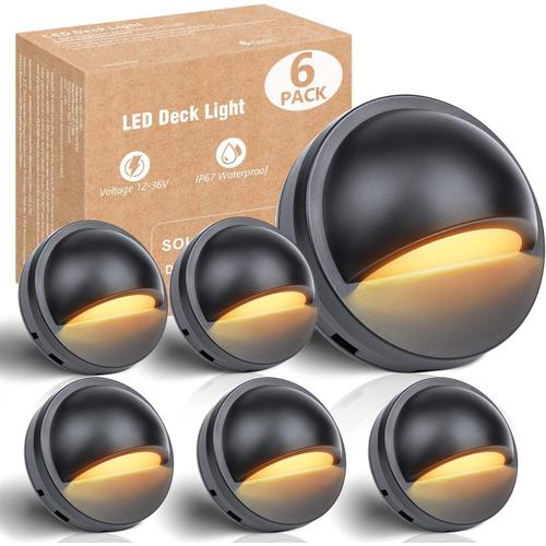 Chaud Lot De 6 Lumières Led Basse Tension Chaudes, 2,5 W, Lumière De Paysage, D'escalier Avec 18 Puces Led, Étanchéité Ip67, Éclairage Extérieur Pour Terrasse De Jardin, Poteau De Clôture, 3000 K