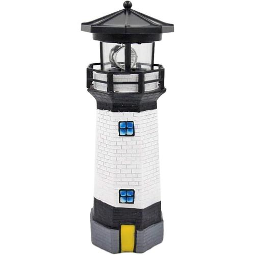 Noir Domybest Phare Solaire Led Détecteur De Mouvement Lanterne Rotative En Forme De Phare Marin Lampe Solaire Extérieur Imperméable Pour Jardin Cour Chemin Paysage Éclairage Lumière De Décoration