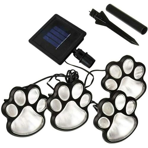 Blanc Froid Lot De 4 Lampes Solaires À Led En Forme De Pattes De Chien - 7,6cm - Pour Allée De Jardin, Paysage, Allée, Cour - Blanc Froid