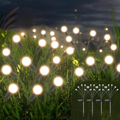 Noir Lampe Solaire Extérieur Jardin Décoration, 4pcs 6 Led Lucioles Lumière Solaire Extérieur Étanche Ip65,Lampe Firefly Lights,Éclairage Solaire Pr Décoration De Noël, Trottoir, Cour, Terrasse,