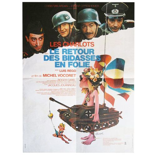 Le Retour Des Bidasses En Folie - Véritable Affiche De Cinéma Pliée - Format 40x60 Cm - De Michel Vocoret Avec Gérard Rinaldi, Jean Sarrus, Gérard Filipelli, Luis Rego - Les Charlots - 1983 #