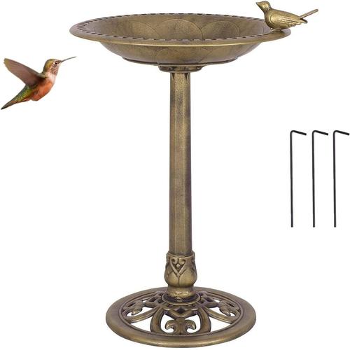 Cuivrre Abreuvoir Oiseaux Exterieur Sur Pied, Hauteur 70cm, Bain D'oiseaux Antique Avec Plateau De Diamètre 50cm, Mangeoir Matériau En Pp (Cuivrre)