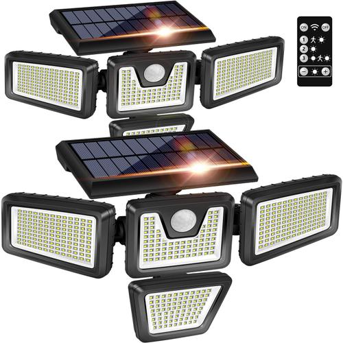 Lumière Diurne Lot De 2 Lampes Solaires D'extérieur À Détecteur De Mouvement 392 Led, Éclairage Grand Angle, Étanchéité Ip65, Lampes Solaires De Sécurité, Pour Porche, Cour, Patio, Jardin, Allée,