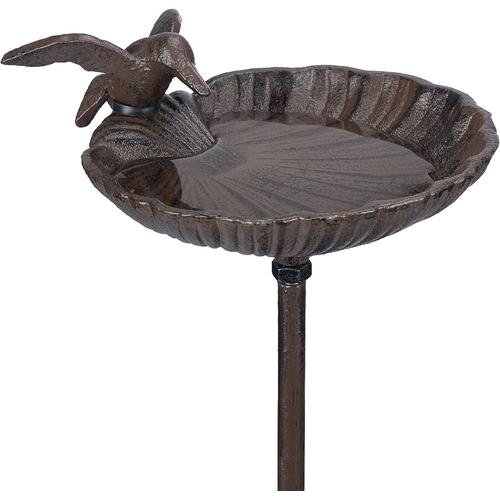 Abreuvoir À Oiseaux Sur Pied, En Fonte, 100 Cm, Résistant Gel Et Pluie, Style Classique Et Baroque, Brun