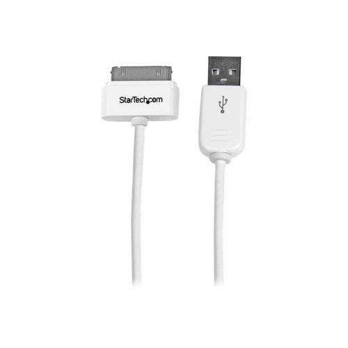 StarTech.com Câble connecteur Apple Dock 30 broches vers USB de 1 m - Cordon de charge / sync pour iPad iPhone iPod - M/M - Blanc - Adaptateur de recharge/données - Apple Dock mâle pour USB mâle...