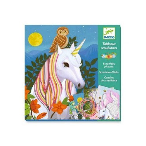 Coffret 4 Tableaux Scoubidous Licornes Criniere Magique - Collage - Kit Loisir Creatif 7-13 Ans