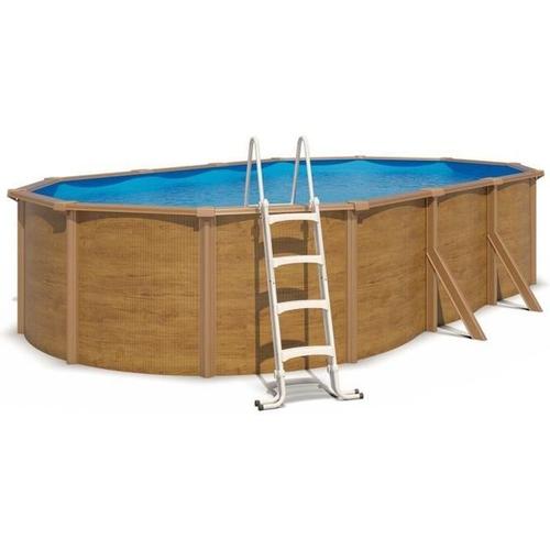 Piscine hors sol acier ovale 6,10 x 3,65 x 1,20 m aspect bois CANYON