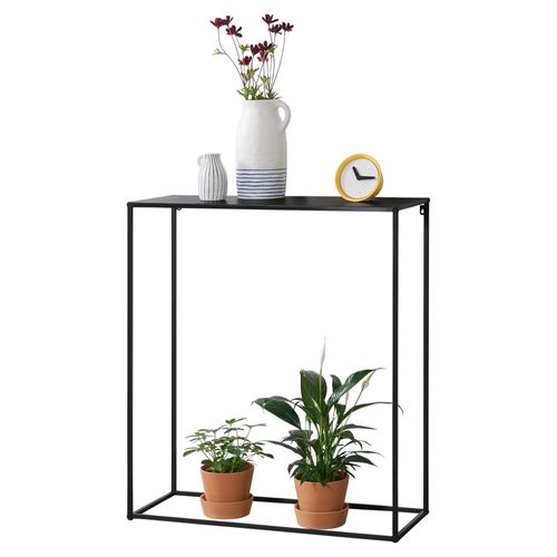 [En.Casa] Table Console Table D'appoint Industriel En Métal Résistant 92 X 80 X 32 Cm Noir Mat