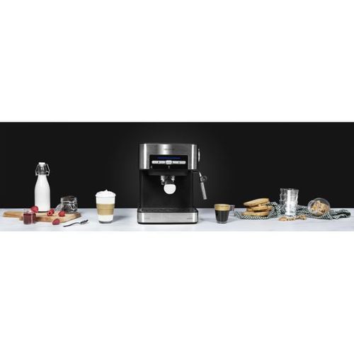 machine à café express de 1,5L pour café expresso et cappuccino 850W gris noir