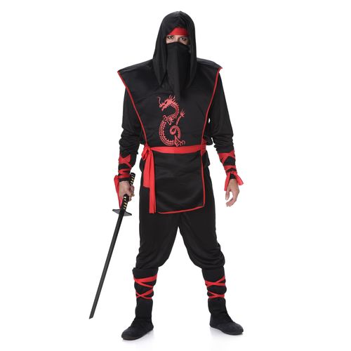 Déguisement Ninja Noir Et Rouge Homme - Taille: M