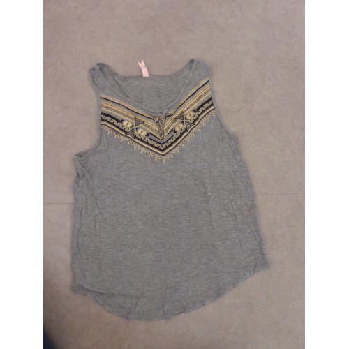 Top Sans Manche Gris Brodé Fantaisie Undiz - L