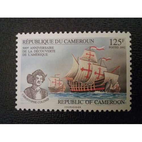 Timbre Cameroun Yt 859 500e Anniversaire De La Découverte De L'amérique 1992 ( 020804 )