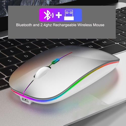 Souris sans fil Rechargeable LED souris Bluetooth souris sans fil Bluetooth pour MacBook Pro Air Windows ordinateur portable souris Gamer