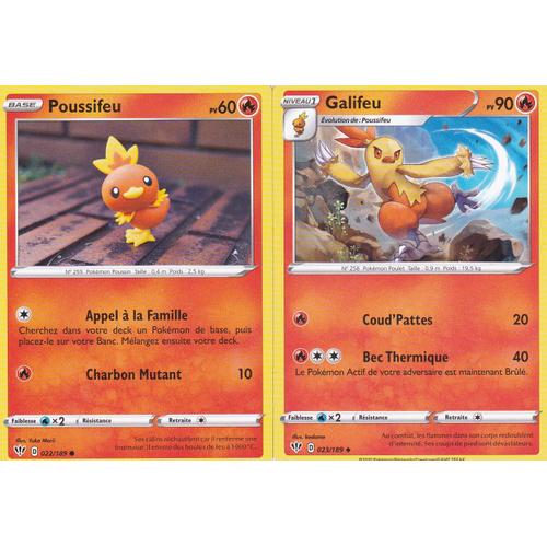 2 Cartes Pokemon - Galifeu - 23/189 + Poussifeu - 22/189/189 - Épée Et Bouclier 3 Ténèbres Embrasées