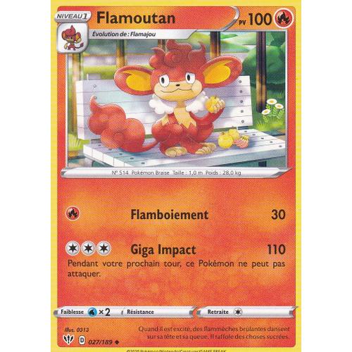 Carte Pokemon - Flamoutan - 27/189 - Épée Et Bouclier 3 Ténèbres Embrasées