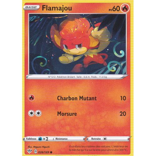 Carte Pokemon - Flamajou - 26/189 - Épée Et Bouclier 3 Ténèbres Embrasées