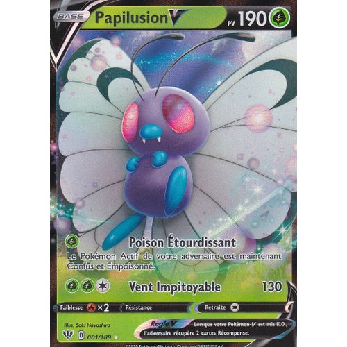 Carte Pokemon - Papilusion V - 1/189 - Ultra-Rare - Épée Et Bouclier 3 Ténèbres Embrasées