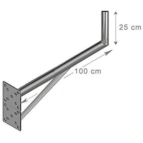 Fixation Murale L Antenne Et Parabole 25 X 100 cm - Déport 1 mètre pour Grande Parabole
