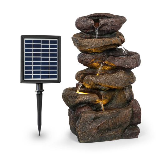 Blumfeldt Savona Fontaine Solaire 2,8 W Polyrésine Batterie 5h Led Aspect Pierre