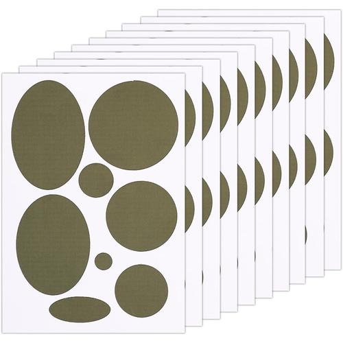 10 Feuilles/80pcs Patchs Pour Doudoune, Différentes Tailles Patch De Réparation Tissu Nylon Autocollant Rond Ovale Ruban Réparation Pour Vêtements Pour Veste Sac À Dos (Olive Verte)