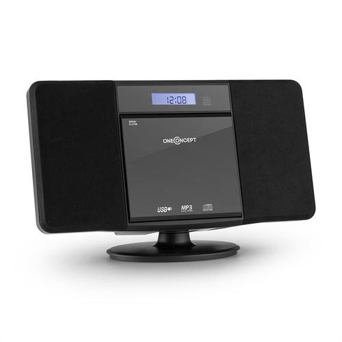 oneConcept V-13 Chaîne Hii stéréo lecteur CD MP3 USB radio FM réveil -noir