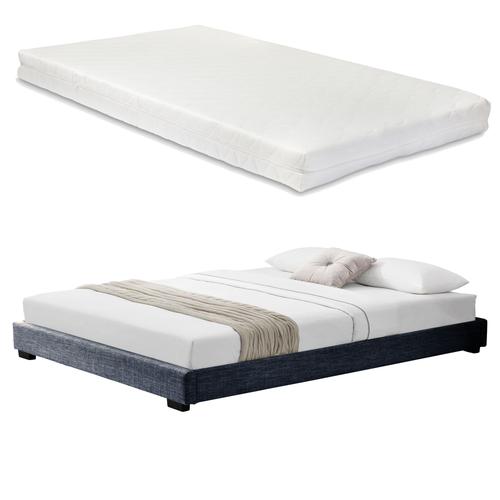 Lit Moderne Avec Matelas Cadre De Lit Lit Adulte Mdf Rembourré Avec Similicuir Plaque De Bois Plastique Polyester Gris Foncé 214 X 186 X 20,5cm Corium