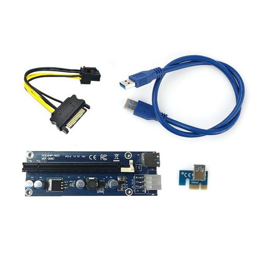 Carte de Riser d'extension de qualité supérieure 60 cm PCI-e express 1x à 16x avec alimentation câble USB pour graphiques pour bitcoin miner