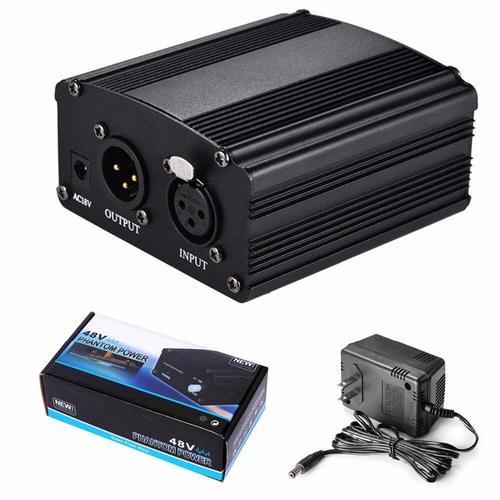 Micro 1 canal 48V alimentation Phantom + adaptateur prise ue US pour tout enregistrement micro à condensateur