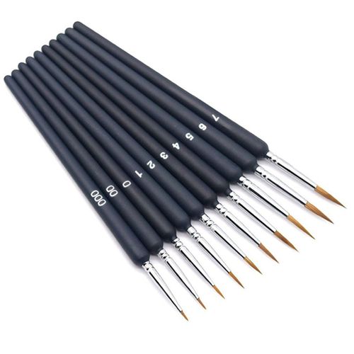 9 Pièces Ensemble De Pinceaux De Peinture Miniature Fouine Brosse À Cheveux Fine Détail Art Ongle Peinture À L'huile Loup Crochet Ligne Stylo Aquarelle 