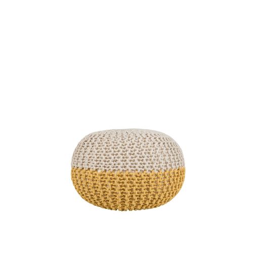 Pouf En Coton Jaune-Beige 50 X 35 Cm Conrad