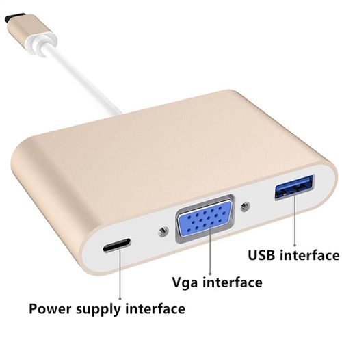 Adaptateur TypeC 5-en-1 Thunderbolt 3 USB Type C Hub vers HDMI VGA 3.5mm Jack adaptateur USB avec alimentation type-c pour MacBook Pro