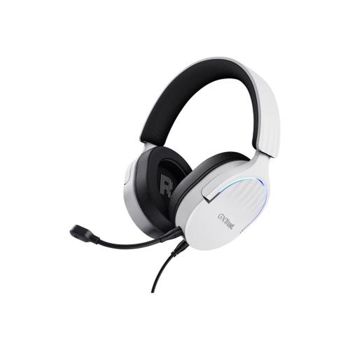 Trust GXT 490W FAYZO - Micro-casque - canal 7.1 - circum-aural - filaire - USB-A - blanc