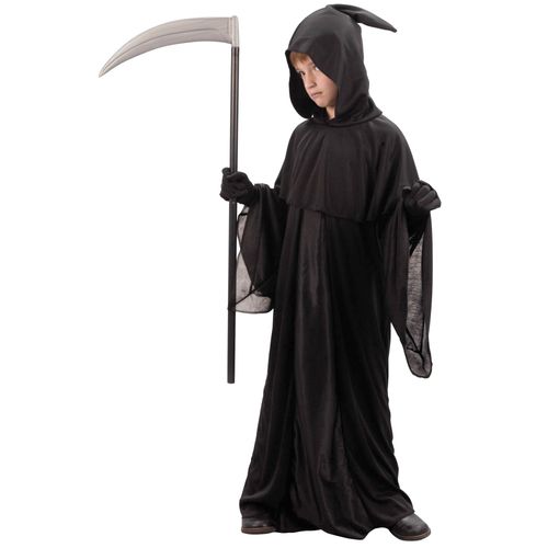 Déguisement Faucheur Noir Enfant Halloween - Taille: M 7-9 Ans (120-130 Cm)