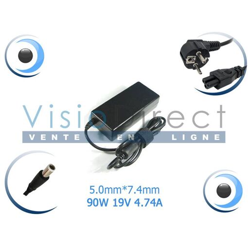 Chargeur Secteur 90W 19V 4.74A Pour HP Pavilion DV7-1145EF - Connecteur 7.4*5.0mm - Neuf