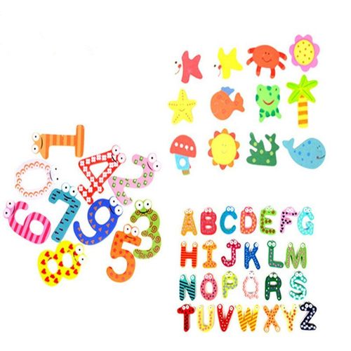 1 Ensemble En Bois Réfrigérateur Aimant Réfrigérateur Autocollants Animaux Dessin Animé Alphabet Numéros Colorés Enfants Jouets Pour Enfants Bébé Éducatif