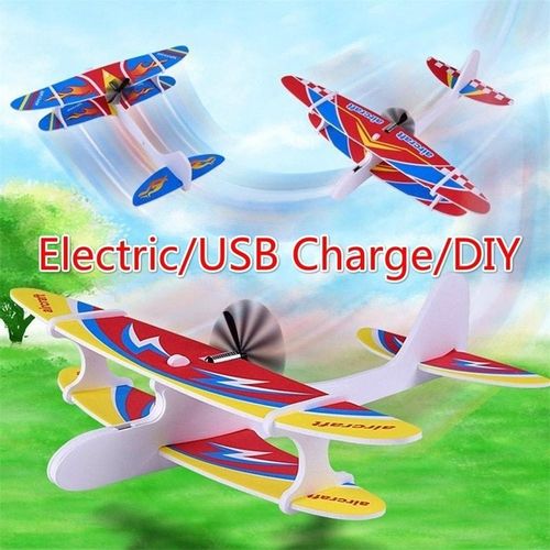 Bricolage Avion Jouets Lancer Mousse Avion Électrique Planeur Avion Volant Jouet Cadeaux Pour Enfants Sport De Plein Air Jouets Anniversaire Mousse Biplan