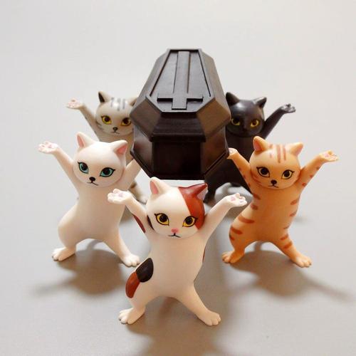 5style Lot Danse Chat Mignon Avec Cercueil Danse Figure Action Danse Funeraire Equipe Affichage Drole Jouets Pvc Modele Collection Jouets Rakuten