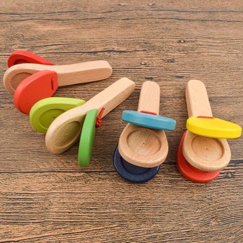 Poignée À Percussion Pour Enfants Battant Des Castagnettes En Bois Pour Bébé Instrument De Musique Jouets Éducatifs Préscolaires