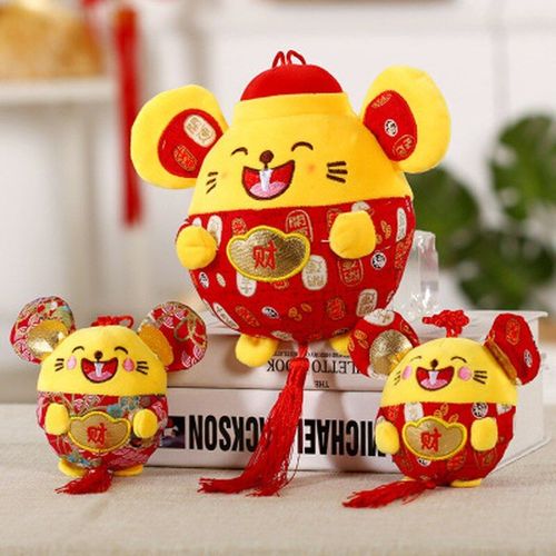 2020 Rat Année Belle Chine Robe Mascotte Rat Pendentif En Peluche Souris En Tang Costume Doux Jouets Chinois Nouvel An Fête Décoration Cadeau