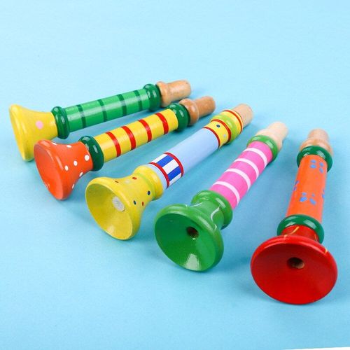 Jouets En Bois Hooter Corne Instrument De Musique Éducatif Mini Enfants Bébé Jouets Instrument De Musique Coloré En Bois Trompette