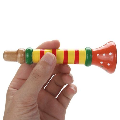 1pc Coloré En Bois Trompette Bébé Enfant Enfants En Bois Jouet Instrument De Musique Trompette Hooter Bugle Suona Jouet