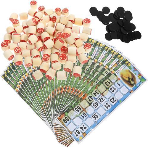 1 Ensemble De Jeu De Société De Bingo Russe Vintage Fournitures De Loto Russe En Bois Jeu De Loto Russe Amusant