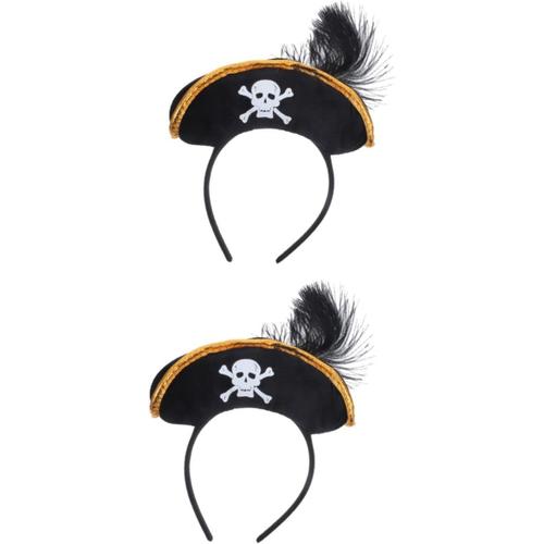 2 Pièces Bandeau De Chapeau De Crâne Chapeau Haut De Forme Pirate Bandeau De Fête D'halloween Vêtements Pour Enfants Déguisements Bandeaux De Fête Sur Le Thème Des Pirates Fille