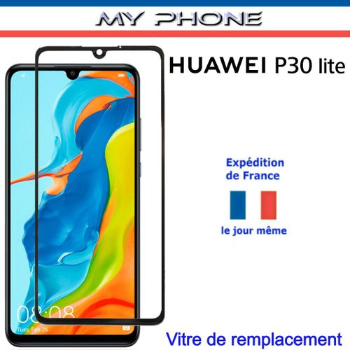 Pour Huawei P30 Lite Verre Noir Vitre Avant Écran Réparation Remplacement - Rechange