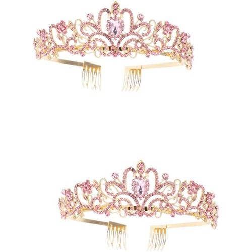 2 Pièces Couronne Baroque Couronne Princesse Couronne De Princesse Coiffes De Mariée Pour Mariage Parure De Coiffure Attache-Cheveux Décor De Mariage Couvre-Chef D'anniversaire