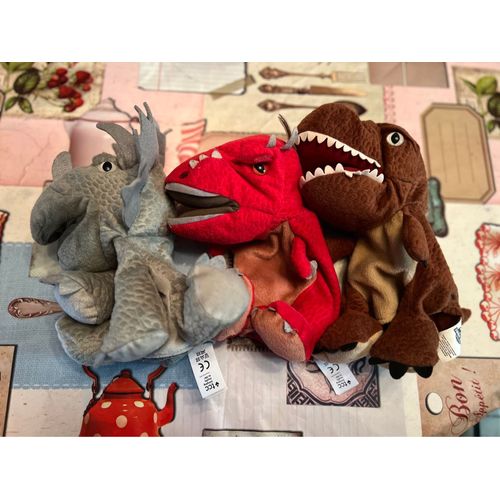 Lot De 3 Peluches Marionnettes Dinosaures Jurassic Park 