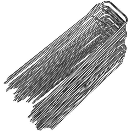 Lot de 60 piquets de fixation, piquets de fixation de jardin galvanisés, pour aménagement paysager, revêtement de sol (2,5 × 40 × 150 mm)