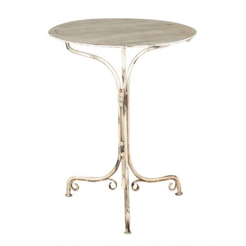 Table Pliante En Finition Blanc Antique En Fer Forgé