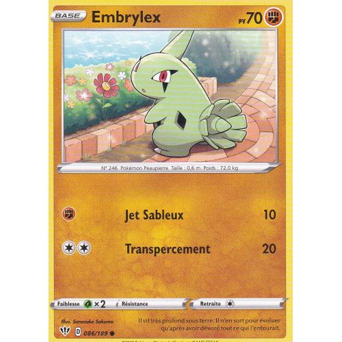 Carte Pokemon - Embrylex - 86/189 - Épée Et Bouclier 3 - Ténèbres Embrasées